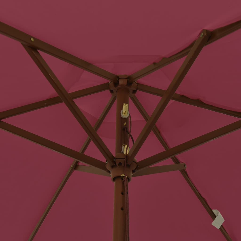 Ombrellone da Giardino con Palo in Legno Bordeaux 196x231 cm