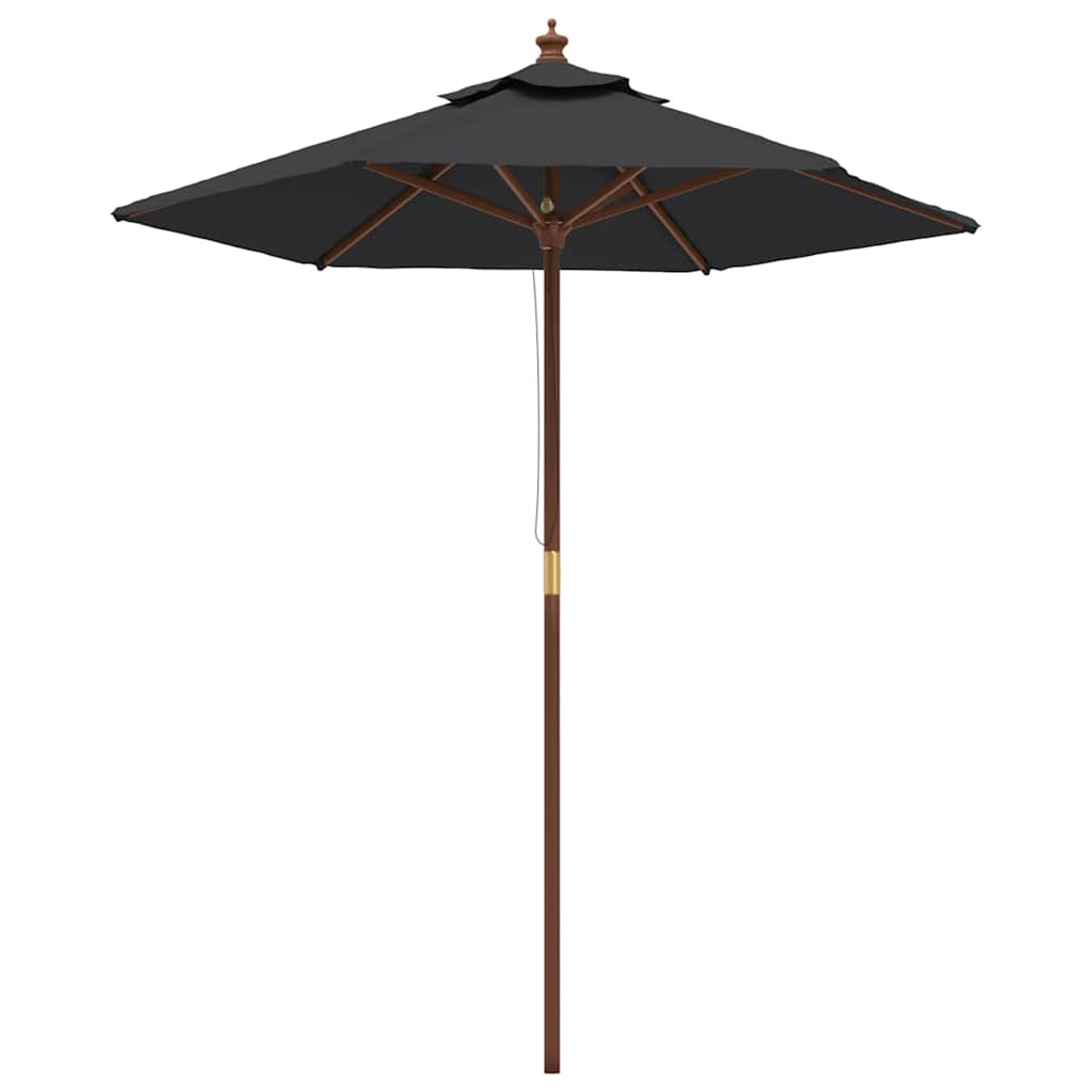 Ombrellone da Giardino con Palo in Legno Nero 196x231 cm
