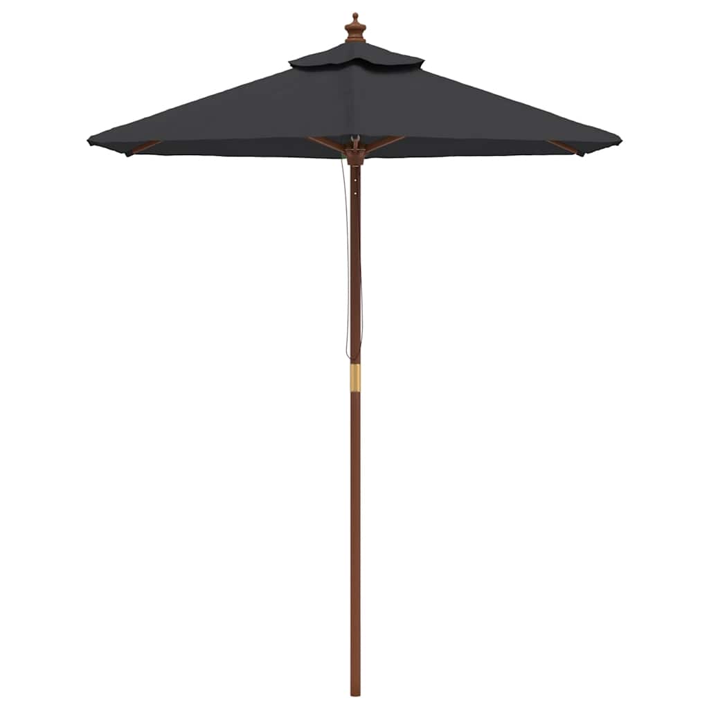 Ombrellone da Giardino con Palo in Legno Nero 196x231 cm