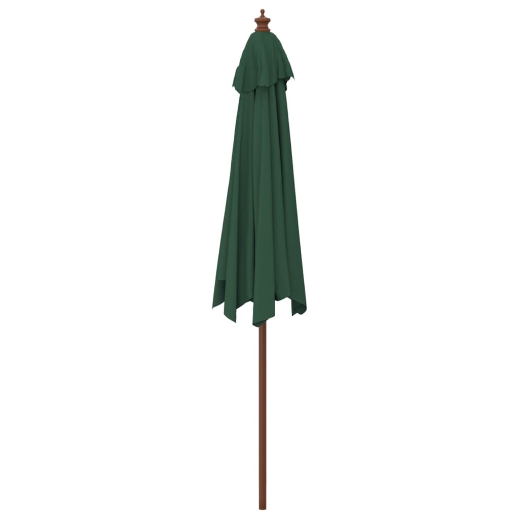 Ombrellone da Giardino con Palo in Legno Verde 299x240 cm