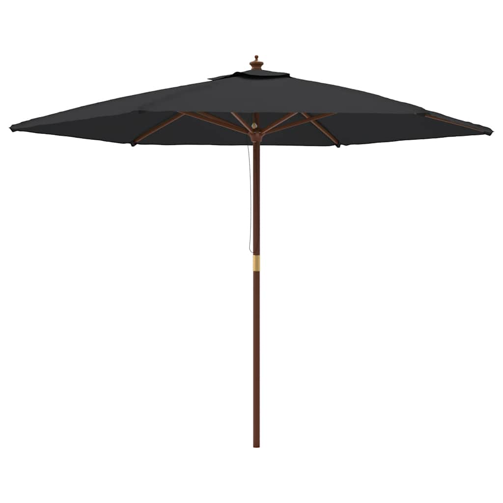 Ombrellone da Giardino con Palo in Legno Nero 299x240 cm