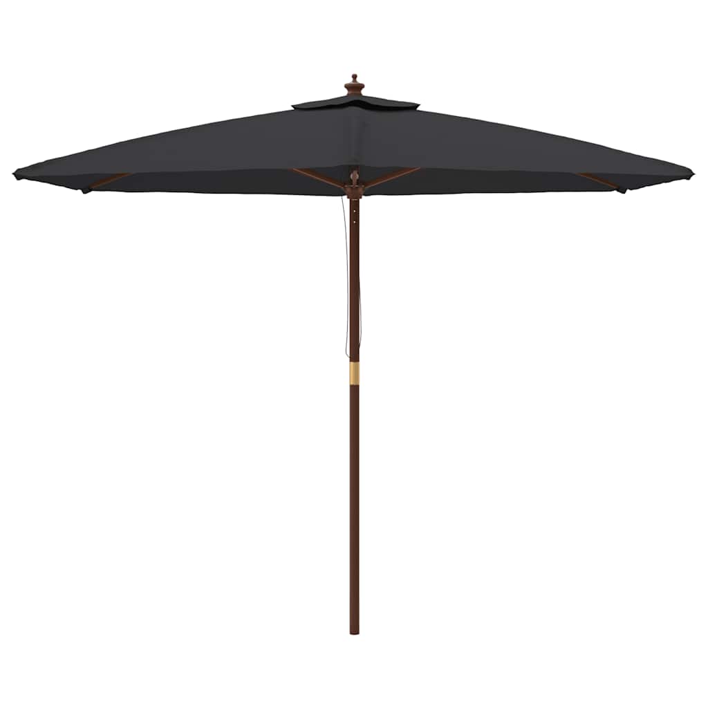 Ombrellone da Giardino con Palo in Legno Nero 299x240 cm