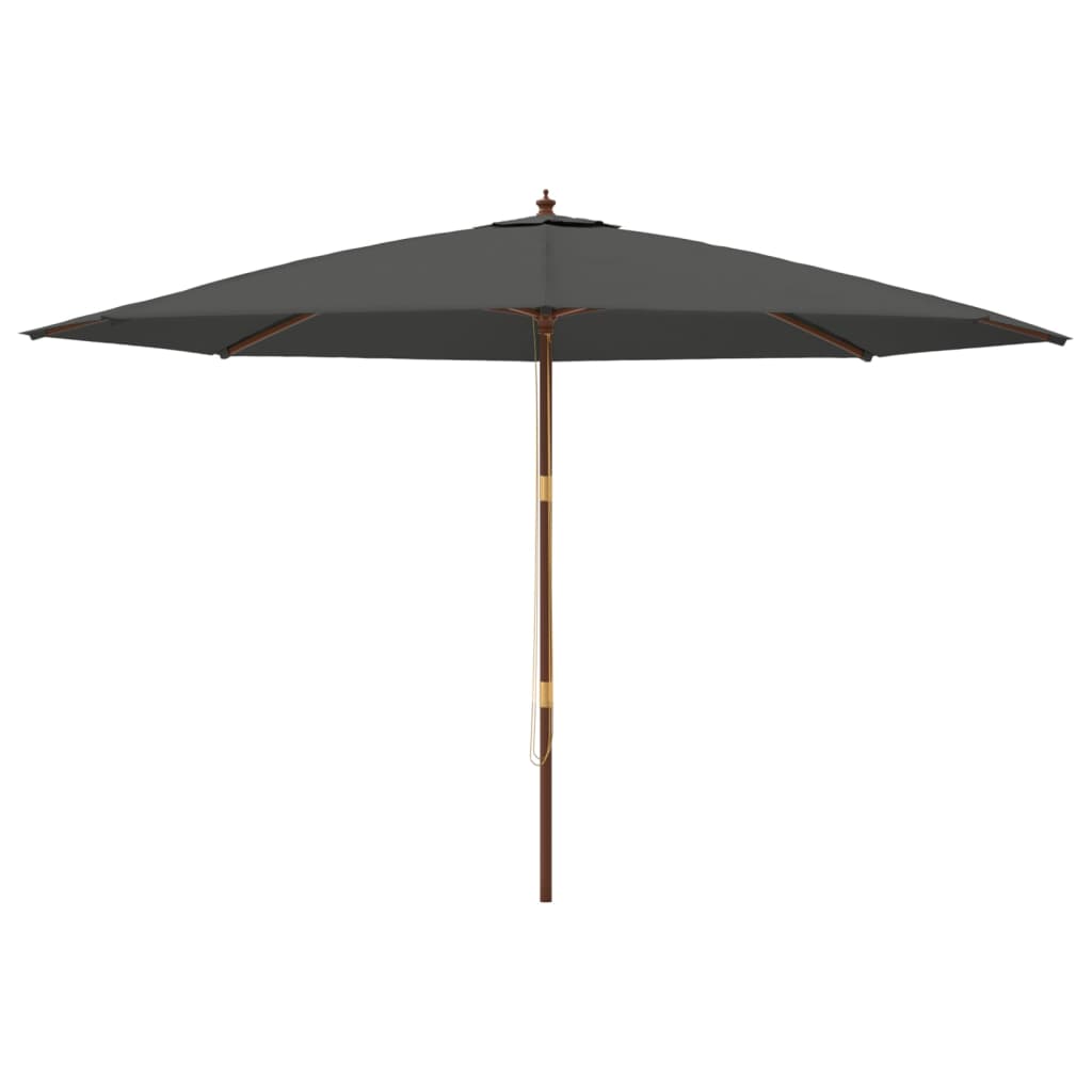 Ombrellone da Giardino con Palo in Legno Antracite 400x273 cm