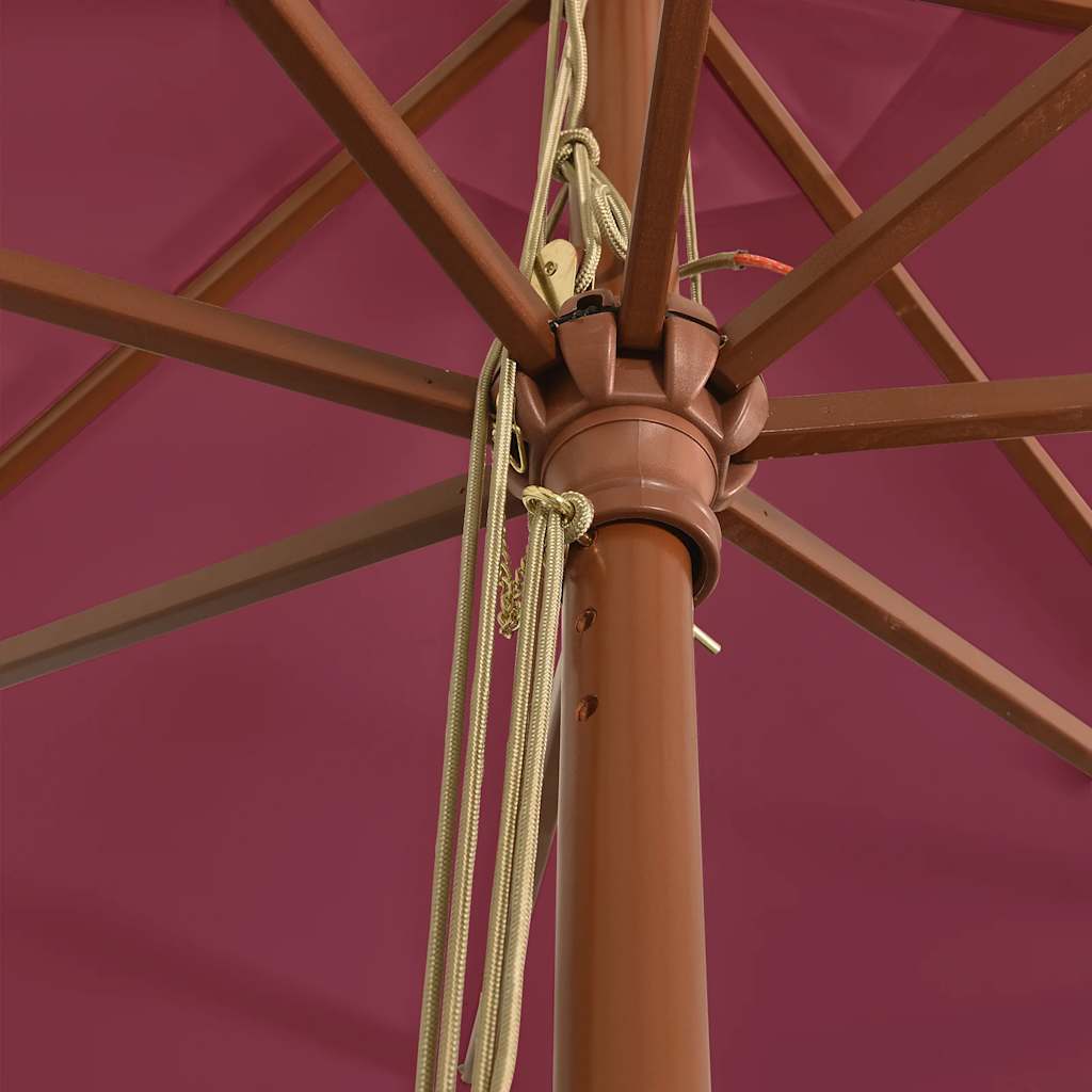 Ombrellone da Giardino con Palo Legno Rosso Bordeaux 400x273 cm