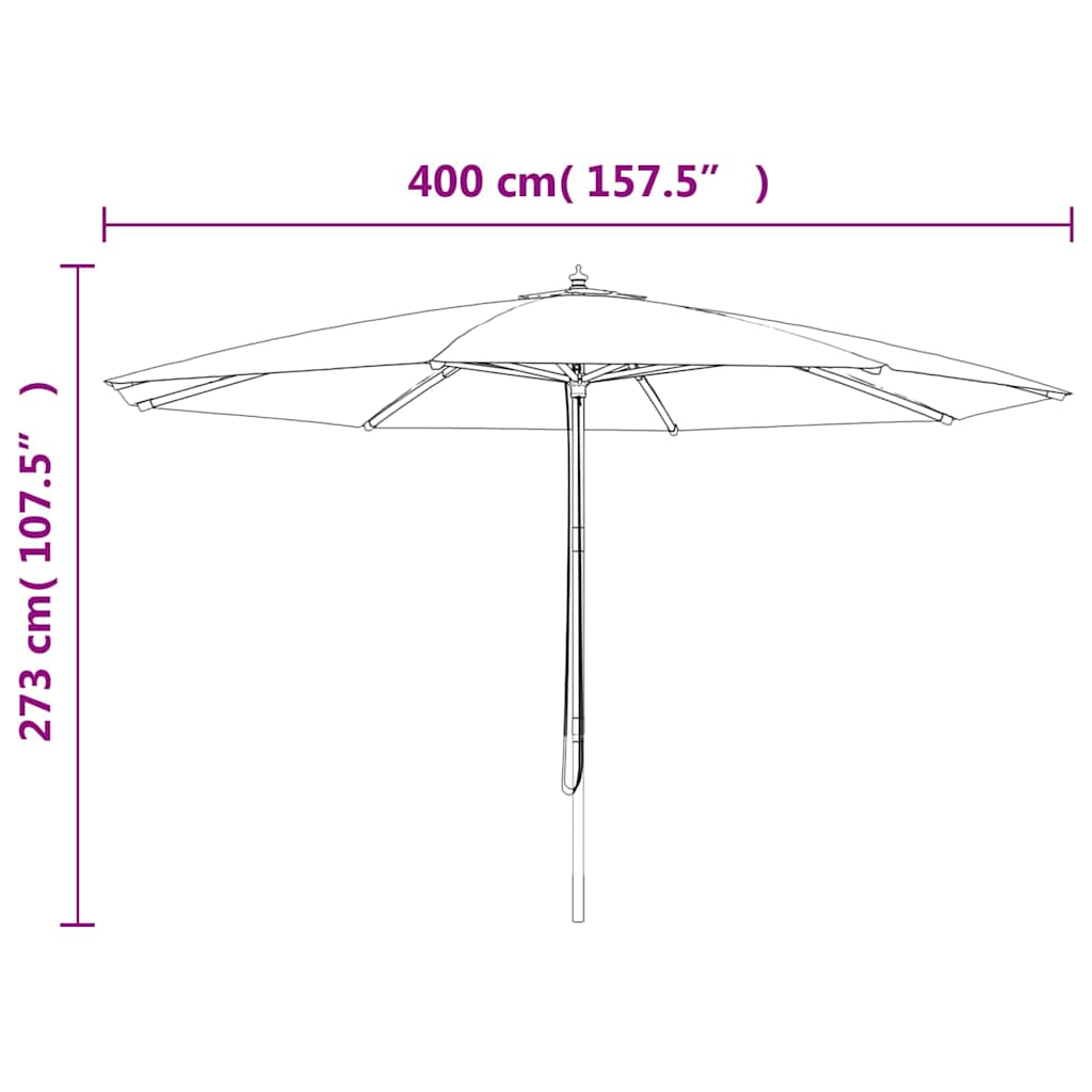 Ombrellone da Giardino con Palo Legno Rosso Bordeaux 400x273 cm
