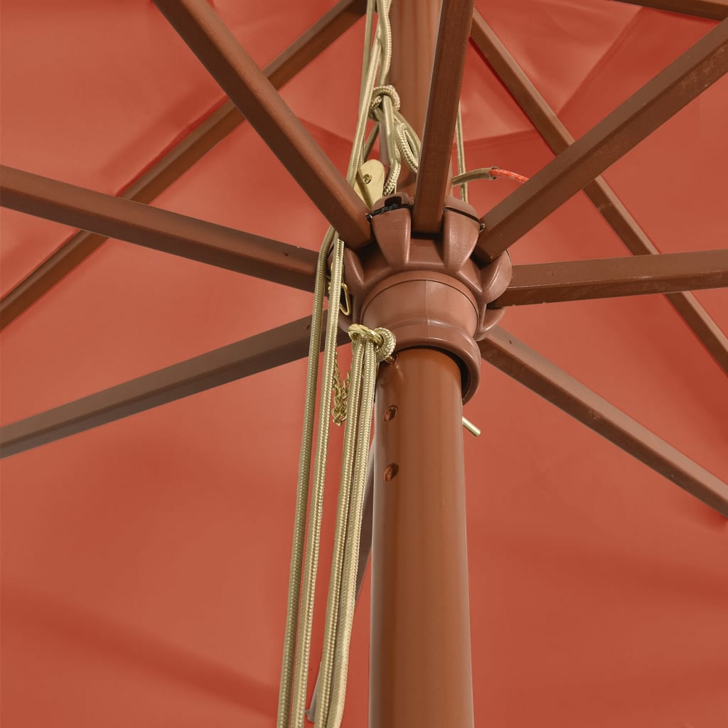 Ombrellone da Giardino con Palo in Legno Terracotta 400x273 cm