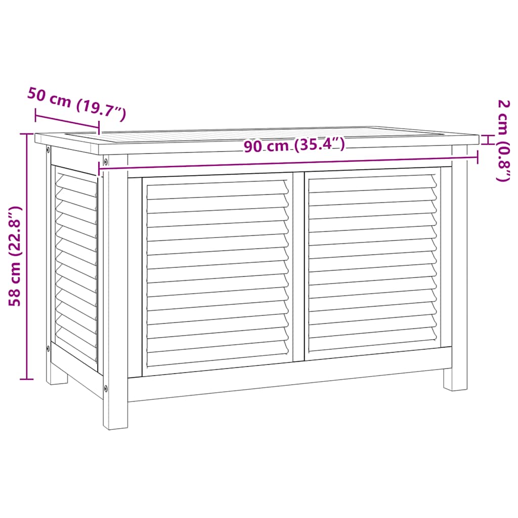 Contenitore Giardino con Borsa 90x50x58cm Legno Massello Teak