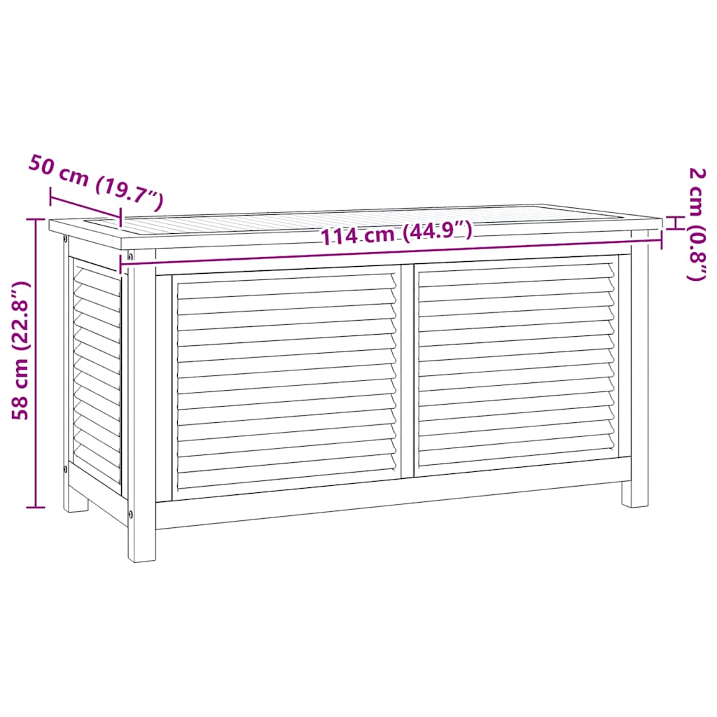 Contenitore Giardino con Borsa 114x50x58cm Legno Massello Teak
