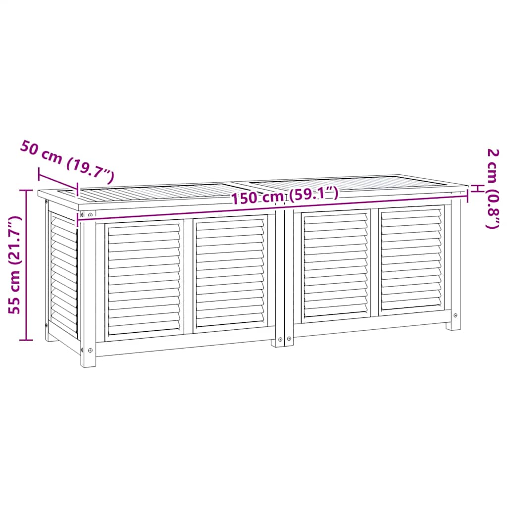 Contenitore Giardino con Borsa 150x50x55 cm Legno Massello Teak