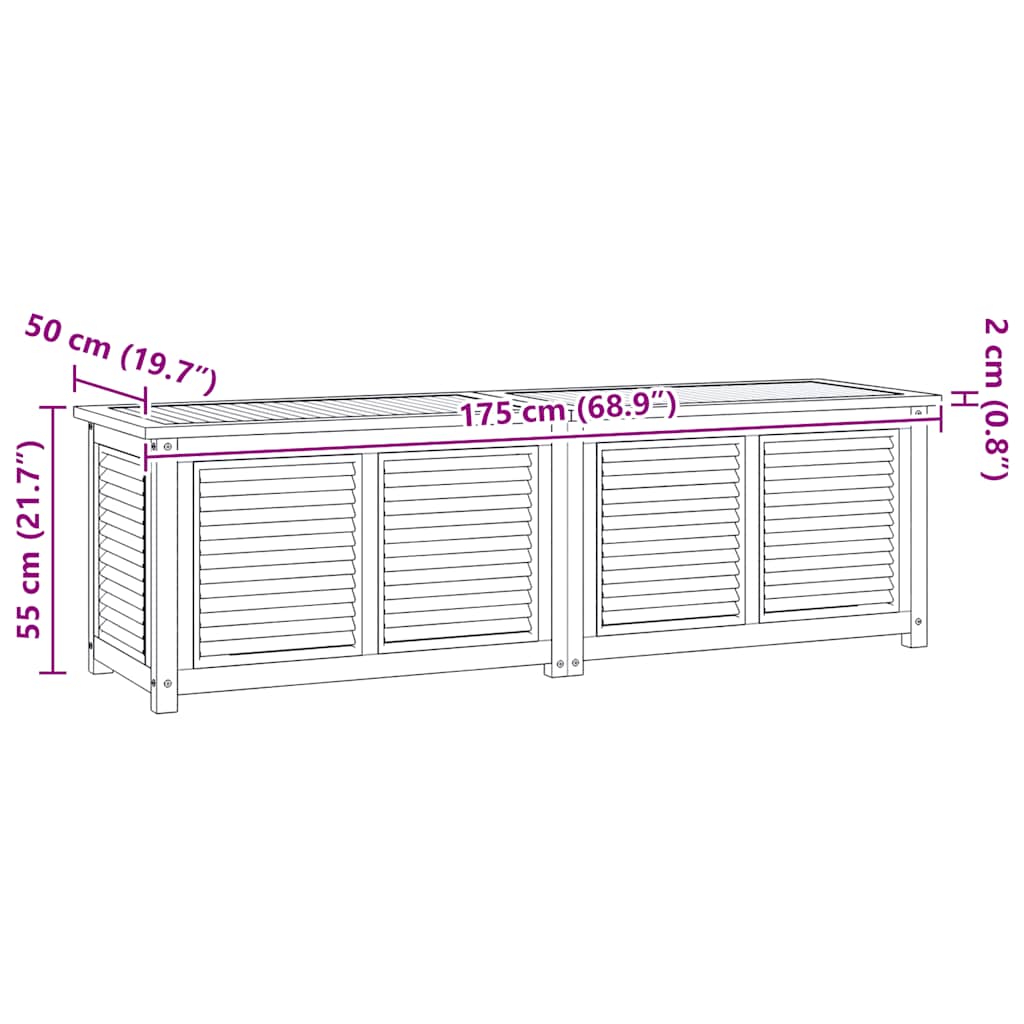 Contenitore Giardino con Borsa 175x50x55 cm Legno Massello Teak