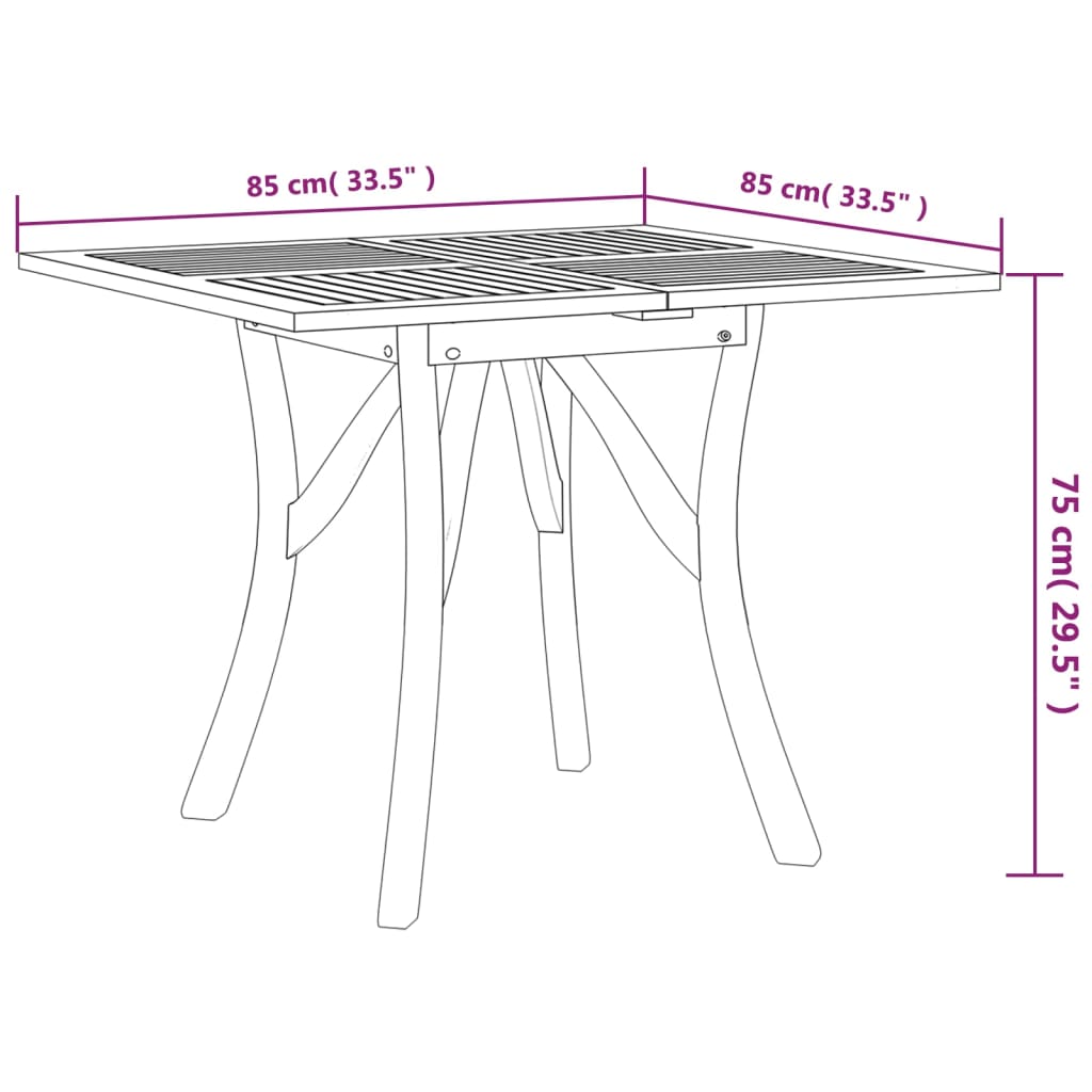 Tavolo da Giardino 85x85x75 cm Legno Massello di Acacia