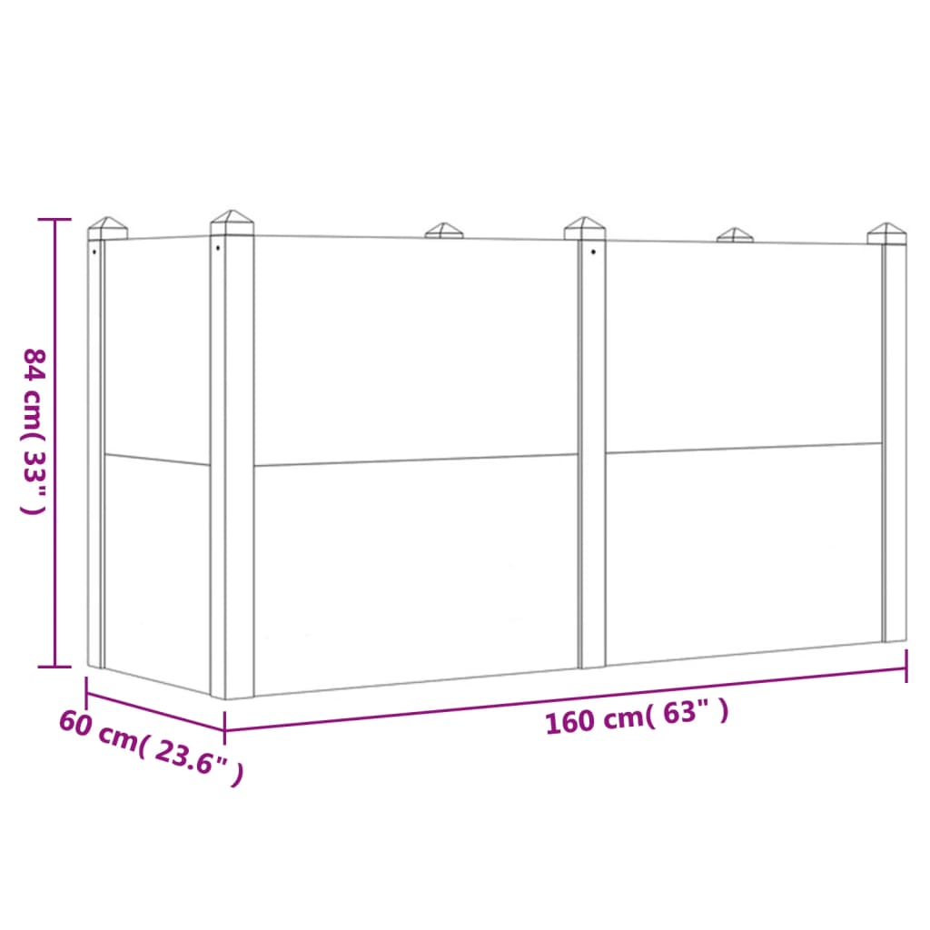 Fioriera Rialzata da Giardino 160x60x84cm Legno Massello Acacia