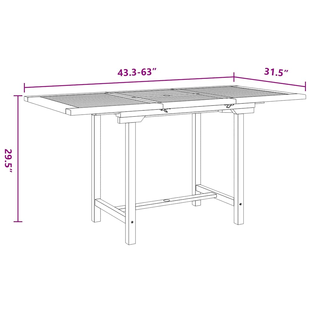 Tavolo Giardino Estensibile 110-160x80x75cm Legno Massello Teak