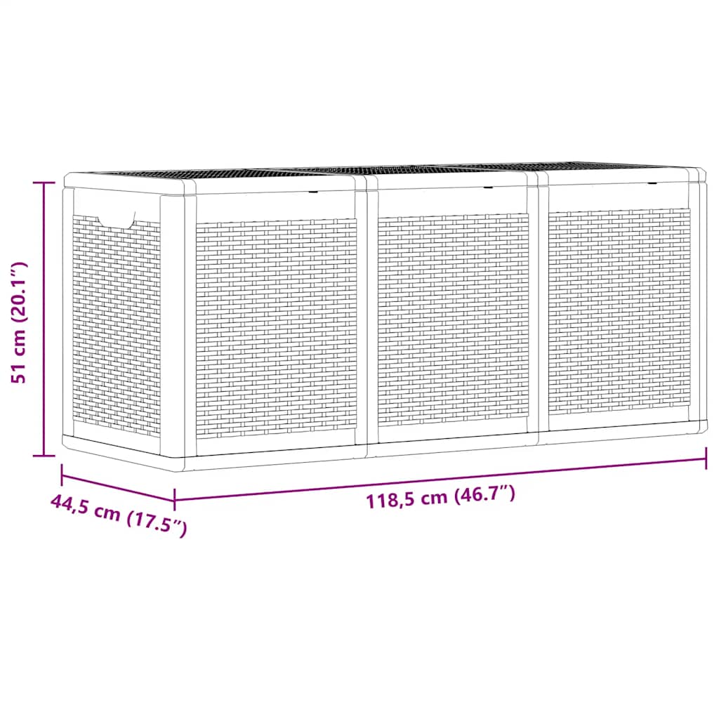 Contenitore da Giardino Grigio in Rattan PP 270 L