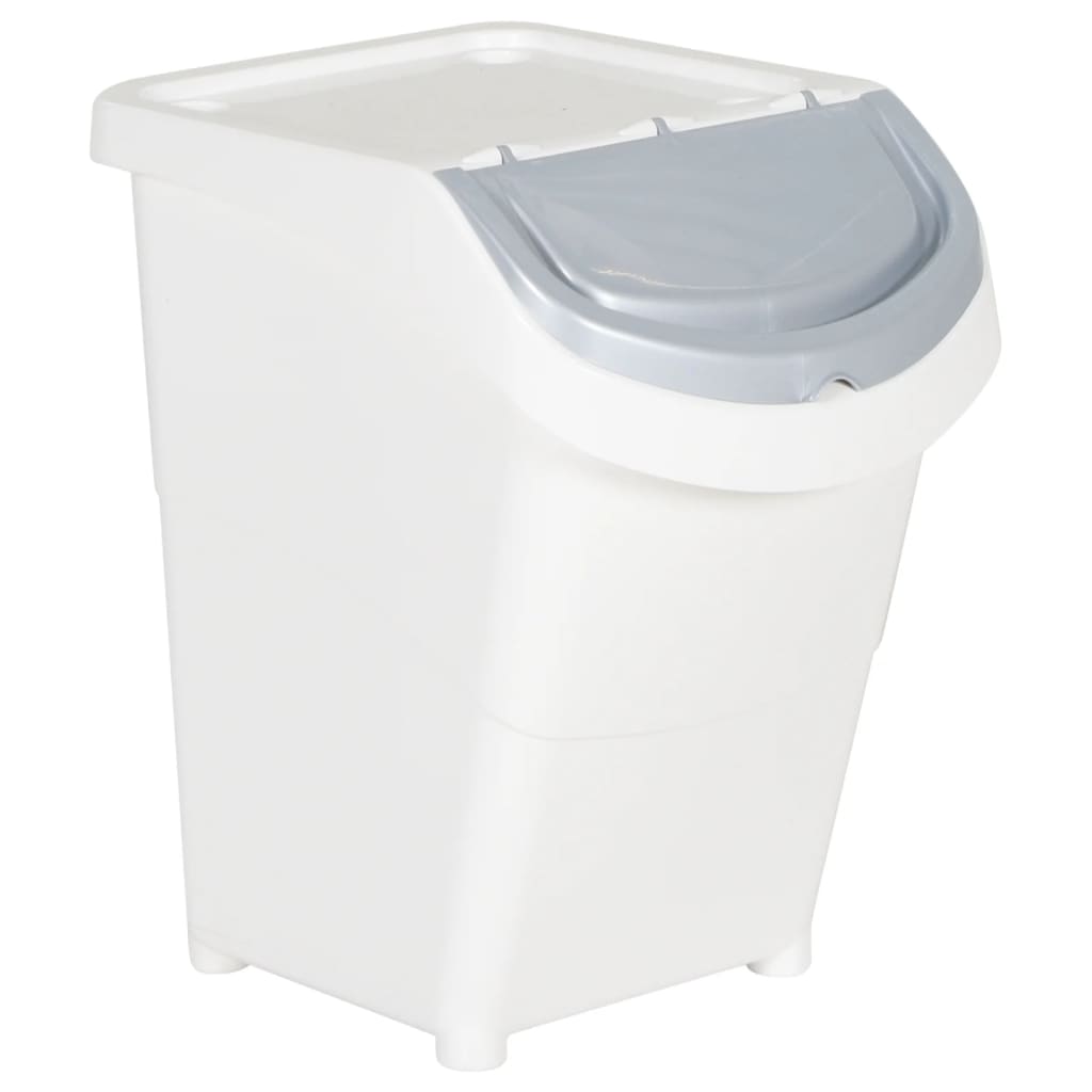 Cestini per Rifiuti Impilabili con Coperchi 3pz Bianchi PP 120L