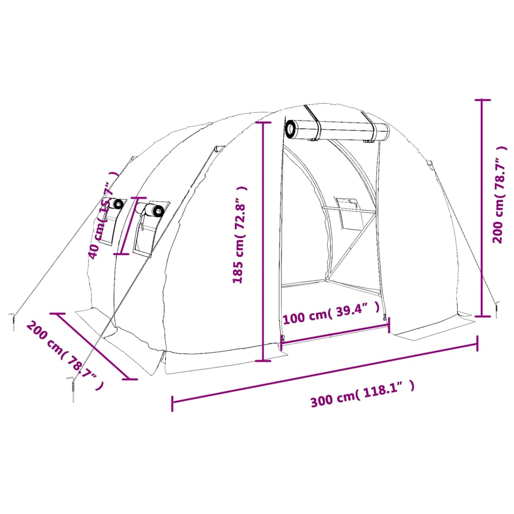Serra con Telaio in Acciaio Bianco 6 m² 3x2x2 m