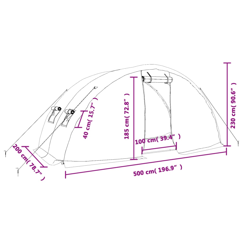 Serra con Telaio in Acciaio Verde 10 m² 5x2x2,3 m