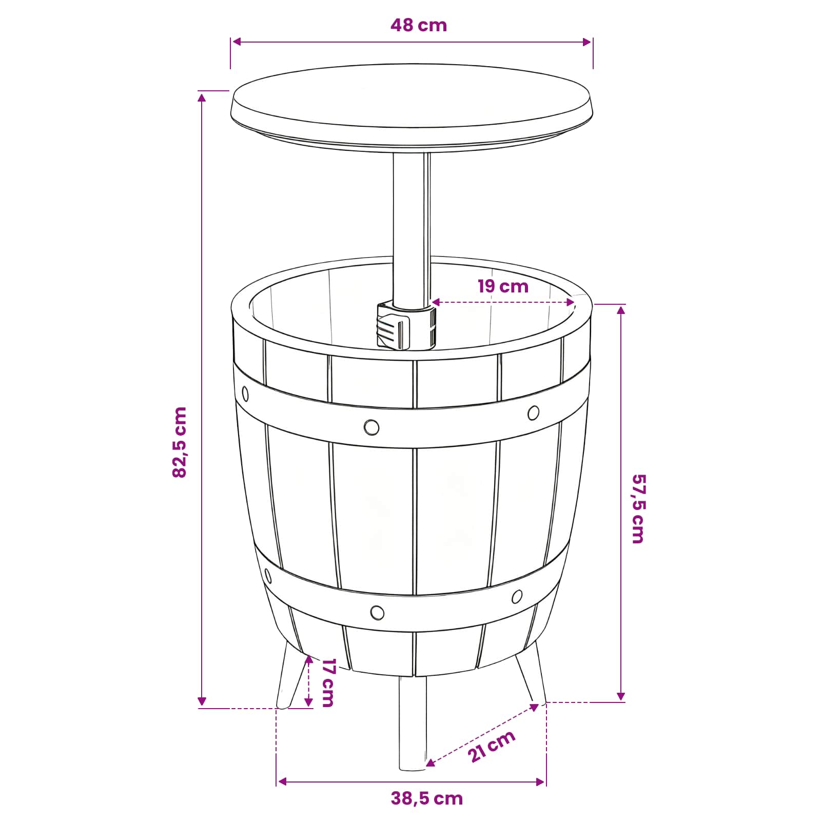 Tavolo Frigo 3 in 1 Polipropilene Marrone Chiaro