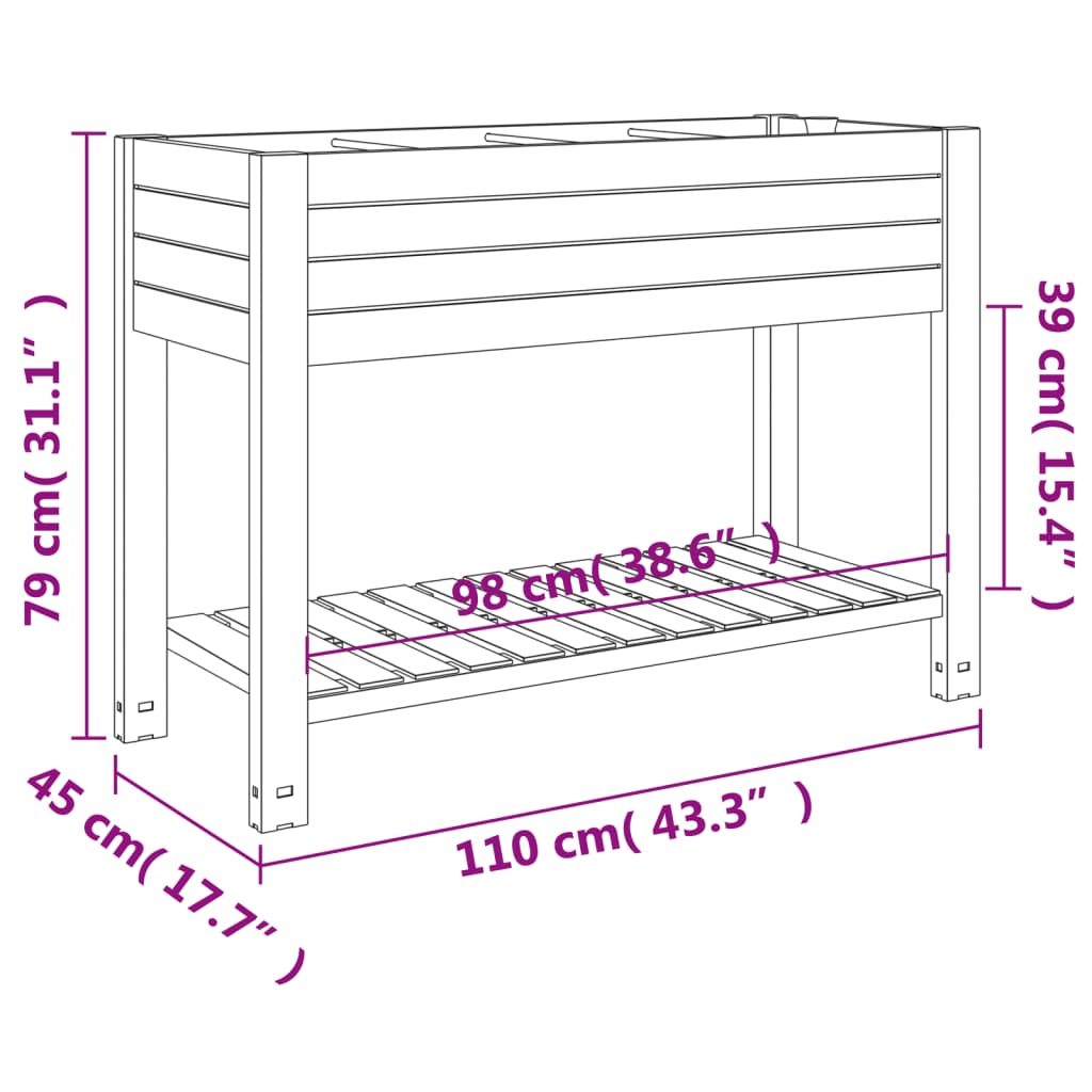 Fioriera da Giardino Marrone Chiaro 110x45x79 cm Polipropilene