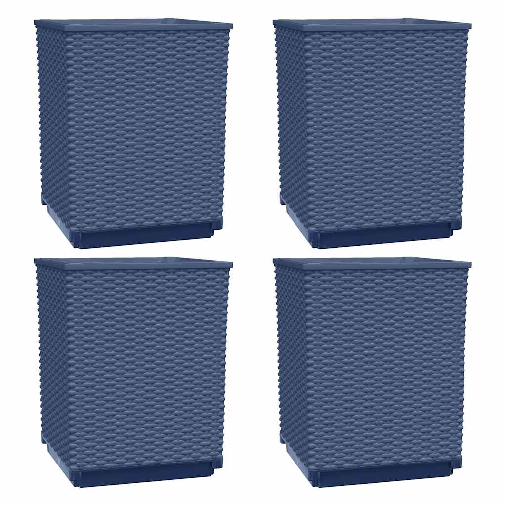 Fioriere 4 pz Grigio Blu 30x30x37 cm in Polipropilene