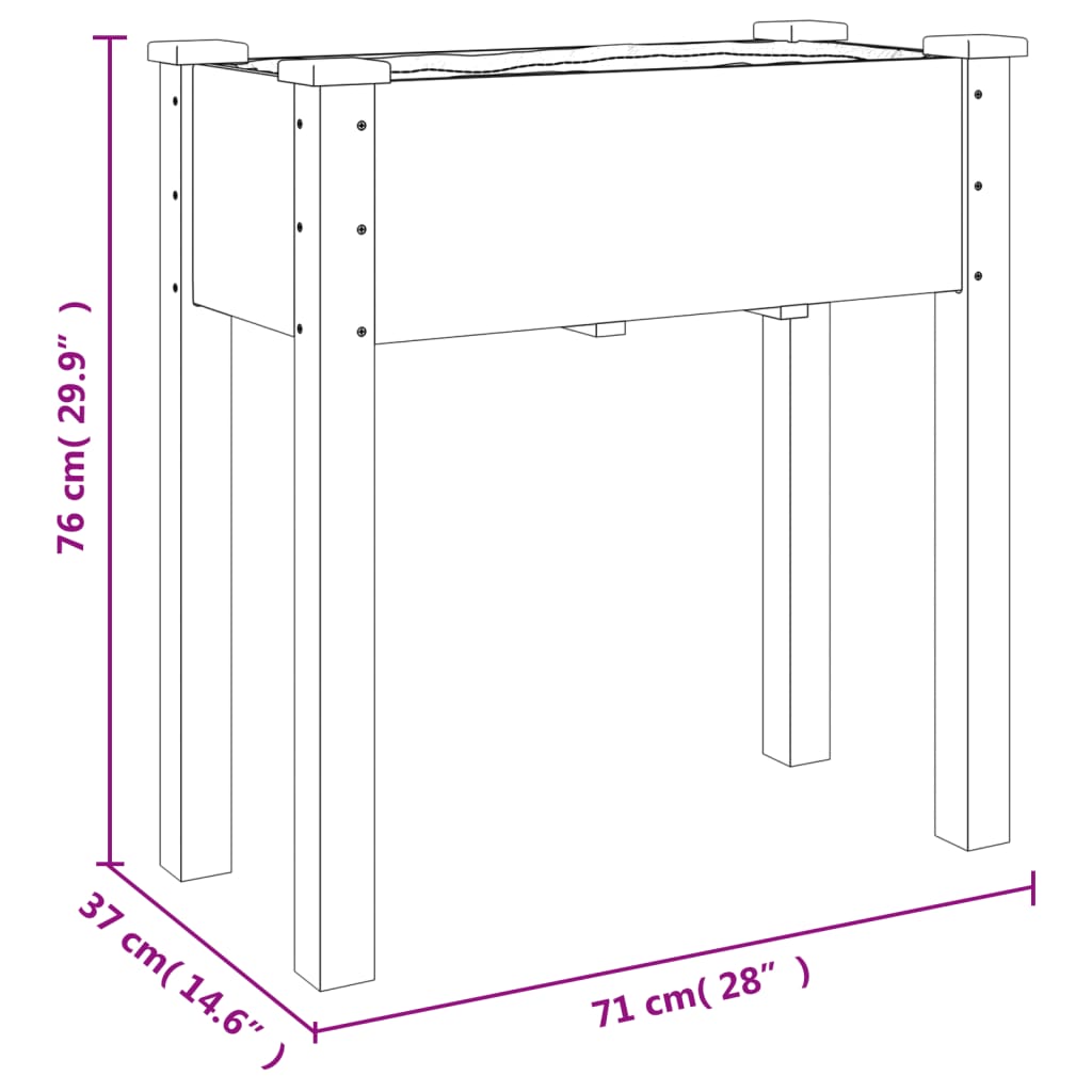 Fioriera con Fodera 71x37x76 cm Legno Massello di Abete