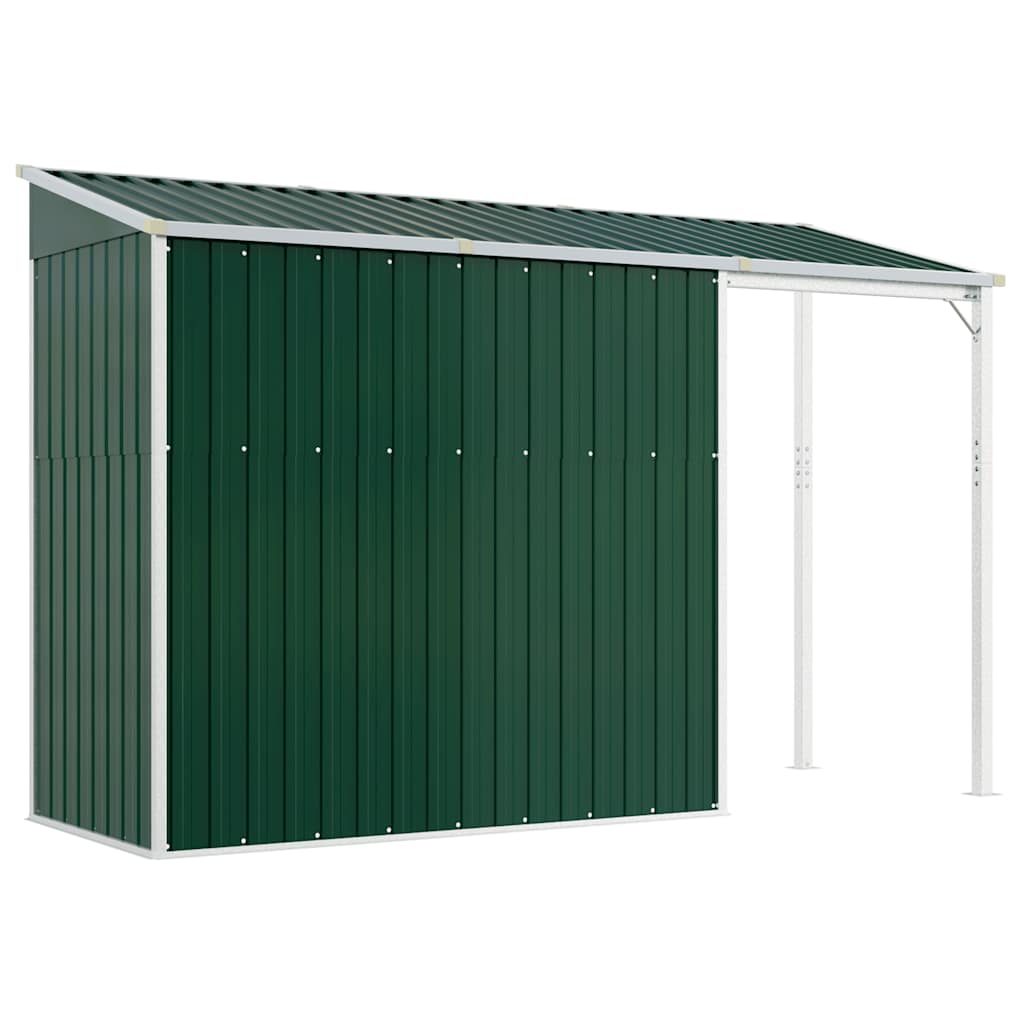 Capanno Giardino con Tetto Esteso Verde 277x107x181cm Acciaio