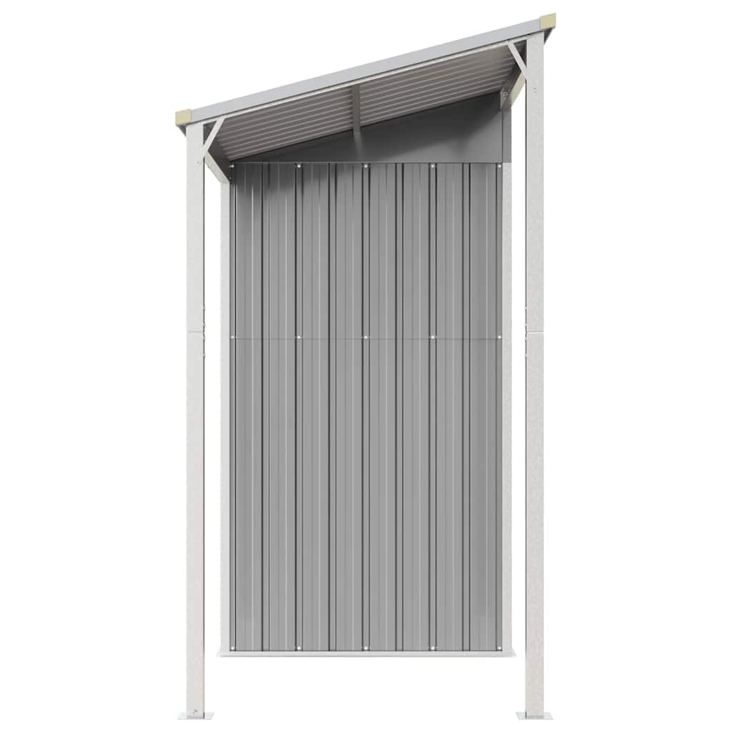 Casetta da giardino con tetto allungato grigio chiaro 277x107x181 cm in acciaio