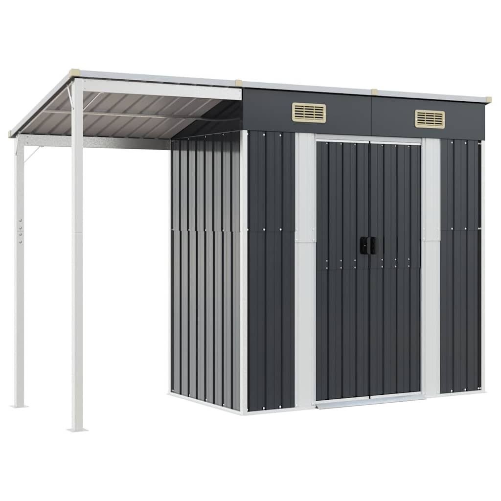 Capanno Giardino Tetto Esteso Antracite 277x107x181cm Acciaio
