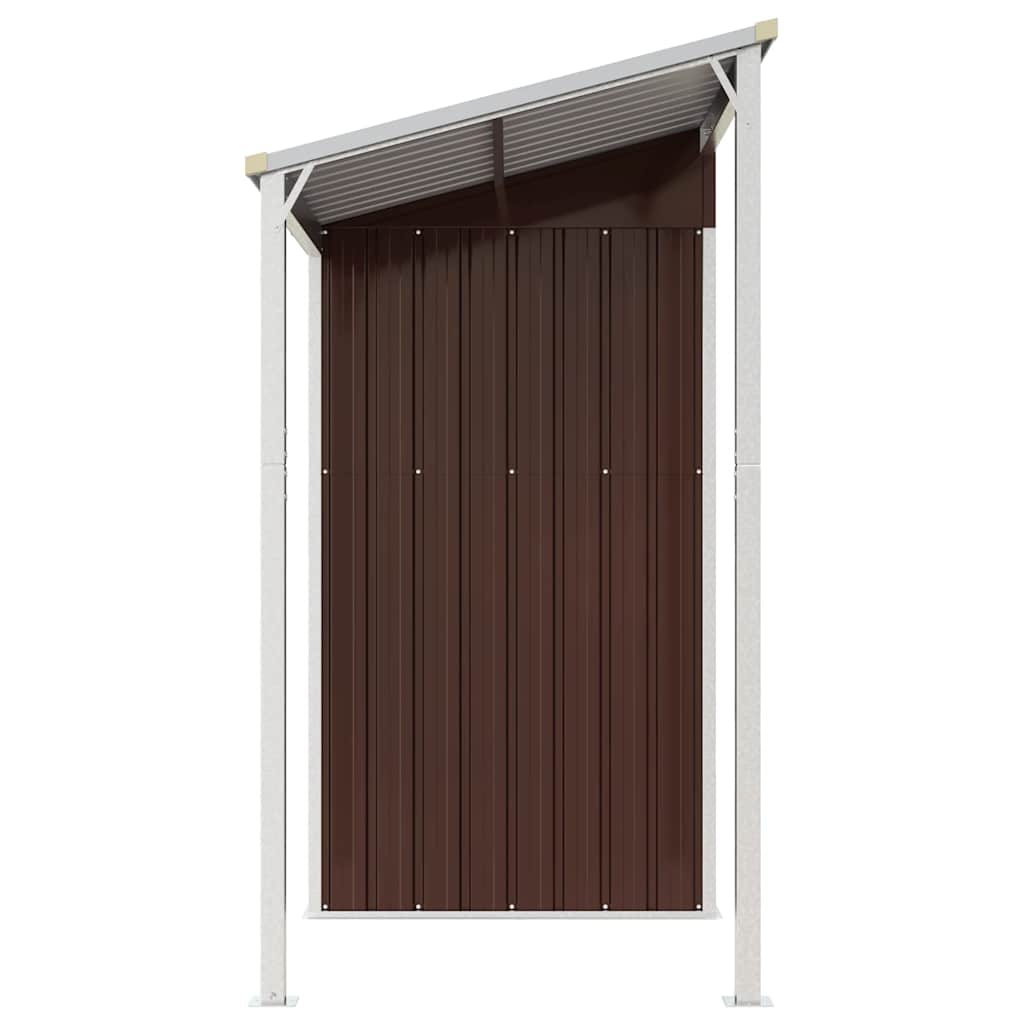 Capanno Giardino Tetto Esteso Marrone 277x107x181cm Acciaio