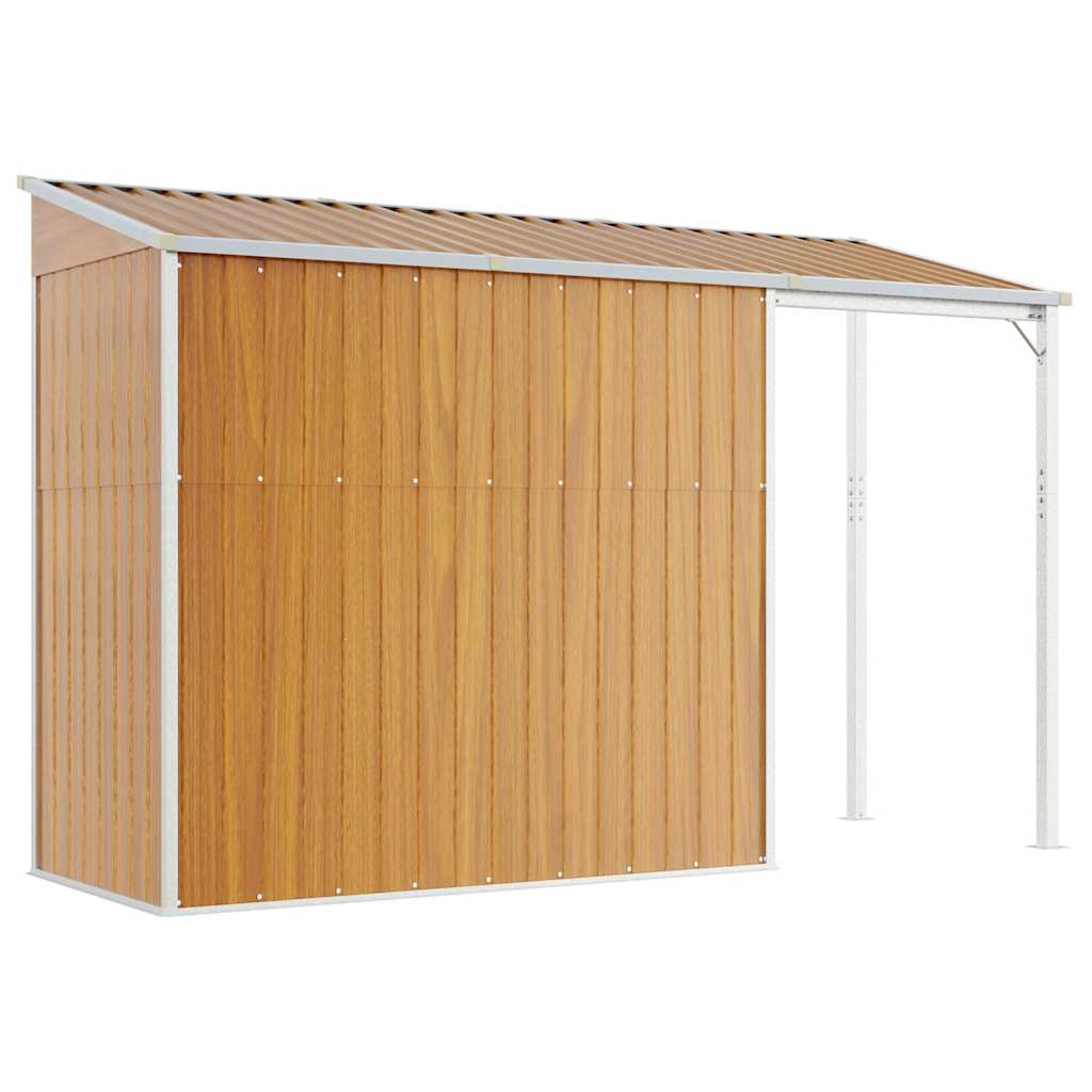 Capannone Tetto Esteso Marrone Chiaro 277x107x181cm Acciaio