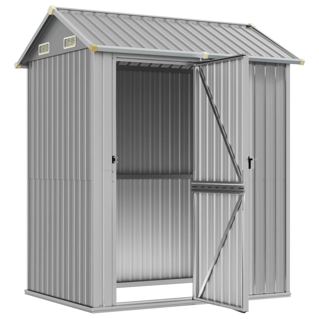 Casetta da giardino grigio chiaro 192x152,5x237 cm in acciaio zincato
