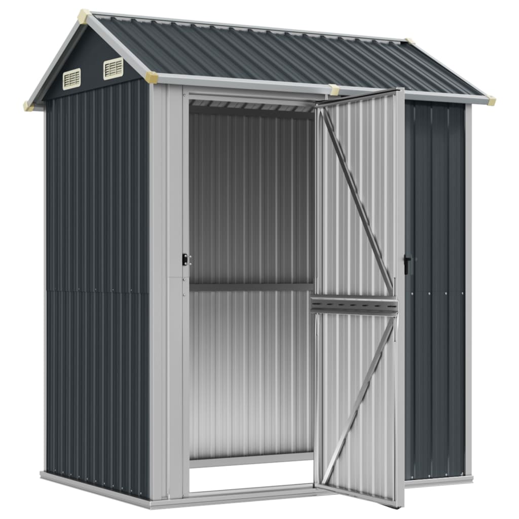 Casetta da giardino antracite 192x152,5x237 cm in acciaio zincato