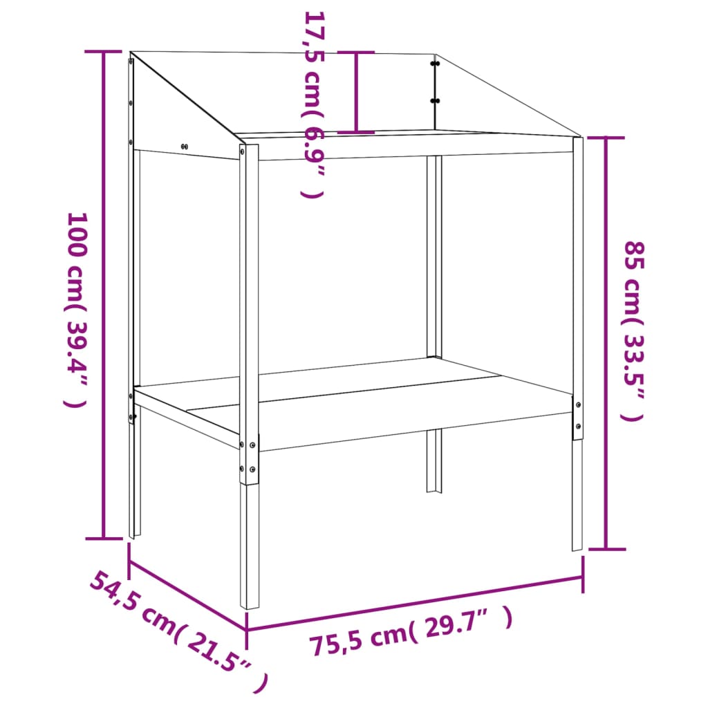 Supporto per Piante Antracite 75,5x54,5x100 cm Acciaio Zincato