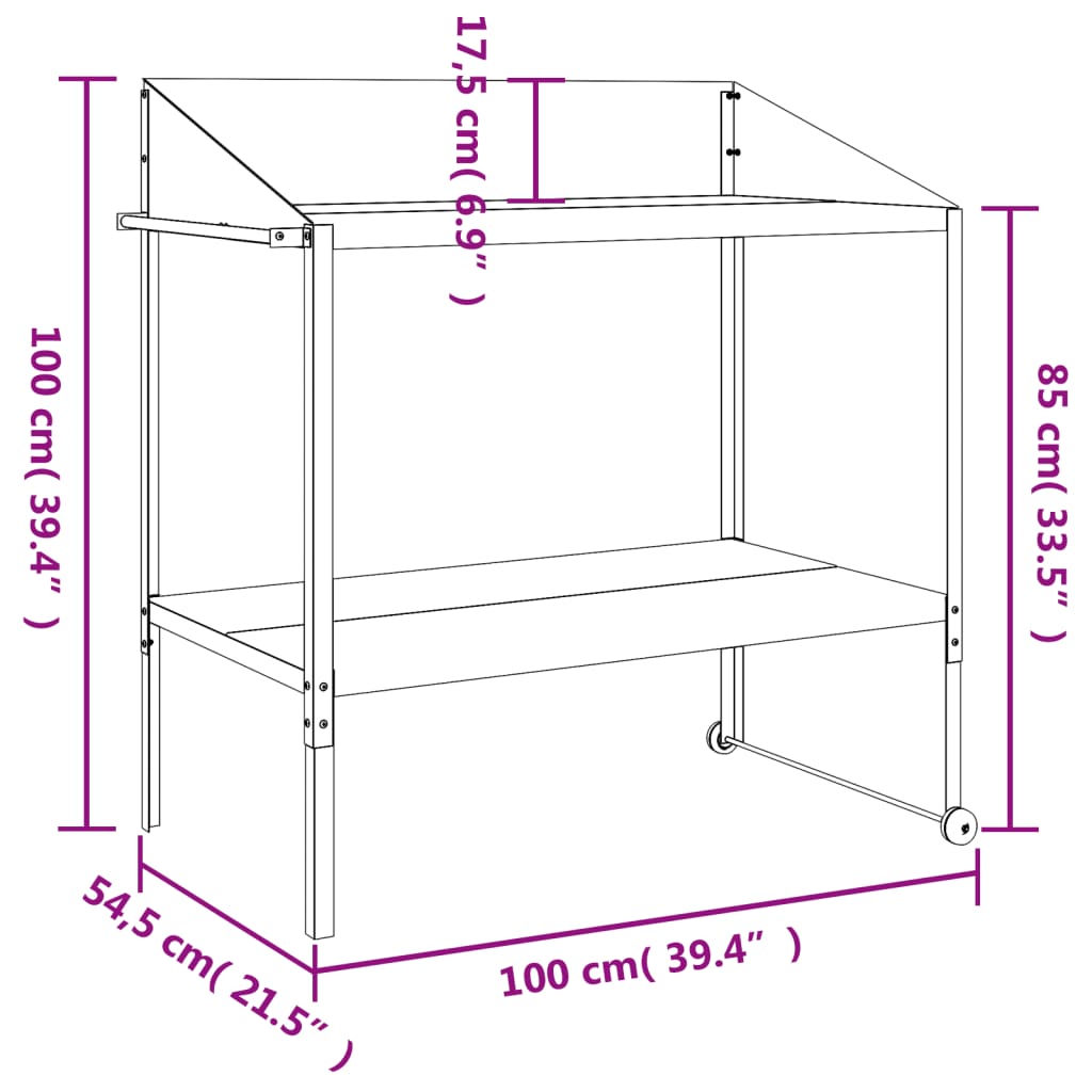Supporto per Piante Antracite 100x54,5x100 cm Acciaio Zincato