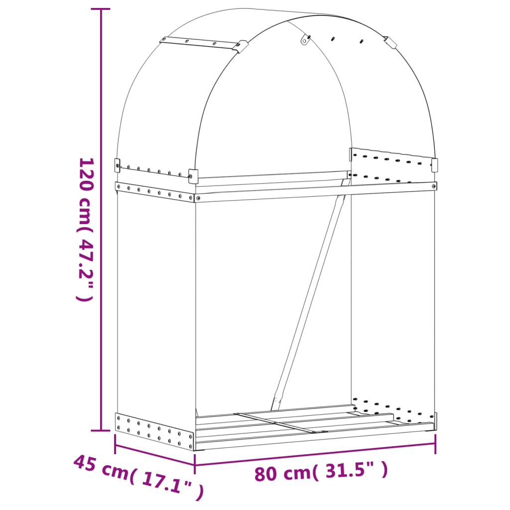 Portaceppi Verde 80x45x120 cm in Acciaio Zincato
