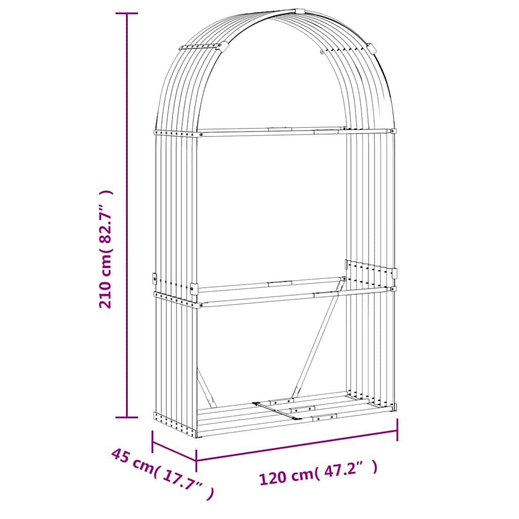Portaceppi Grigio Chiaro 120x45x210 cm in Acciaio Zincato