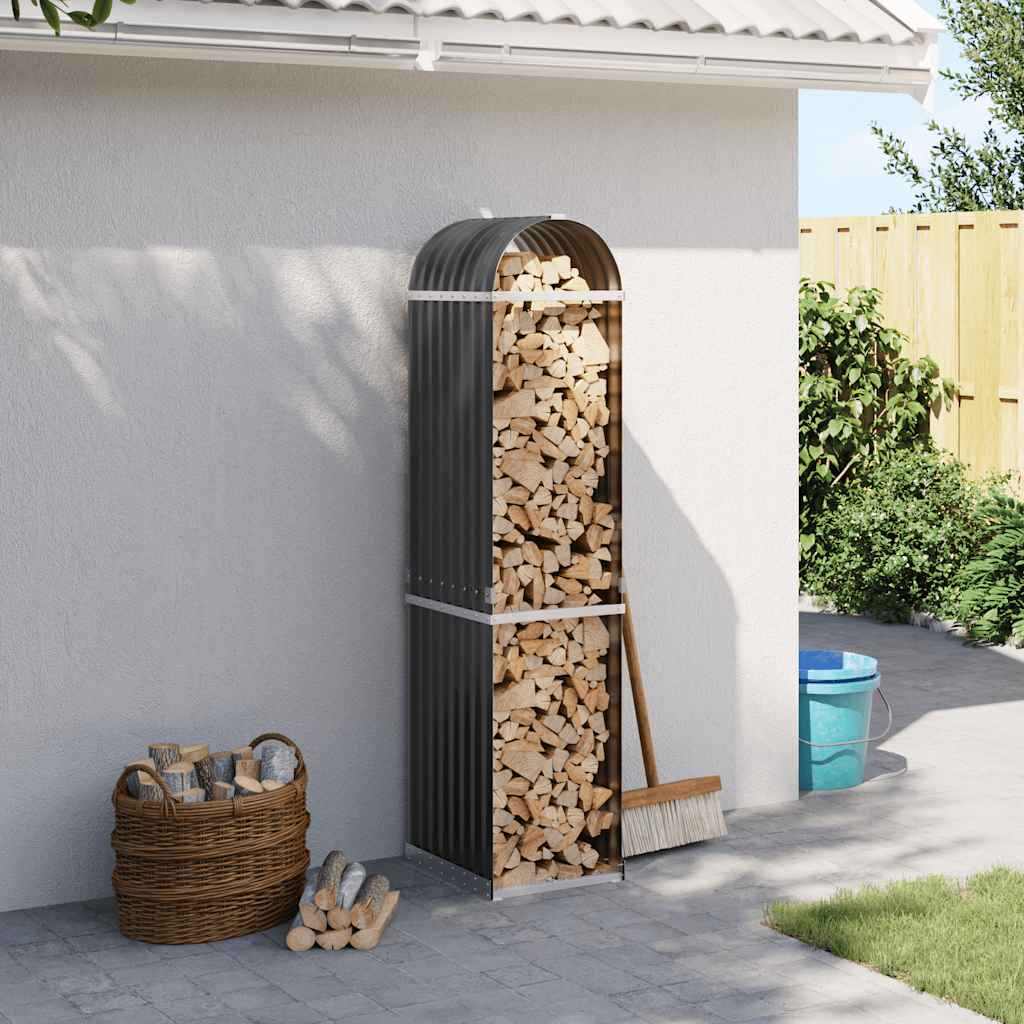 Portalegna Antracite 40x45x170 cm Acciaio Zincato