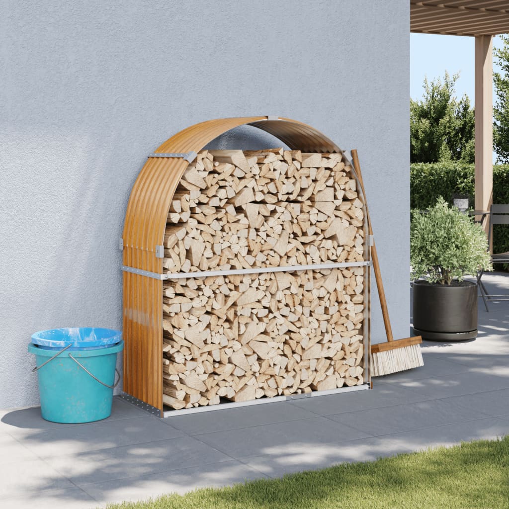 Portaceppi Effetto Legno 120x45x140 cm in Acciaio Zincato