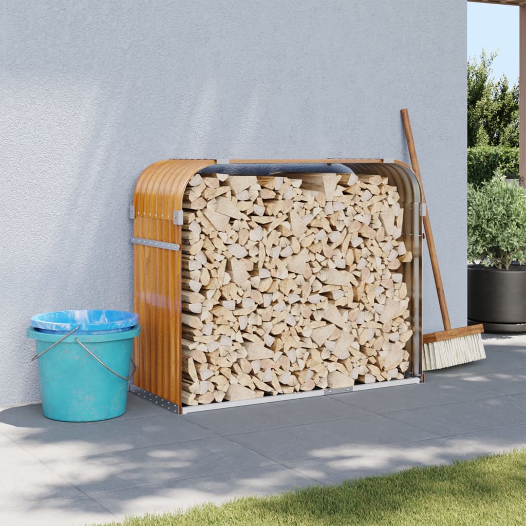 Portaceppi Effetto Legno 120x45x100 cm in Acciaio Zincato