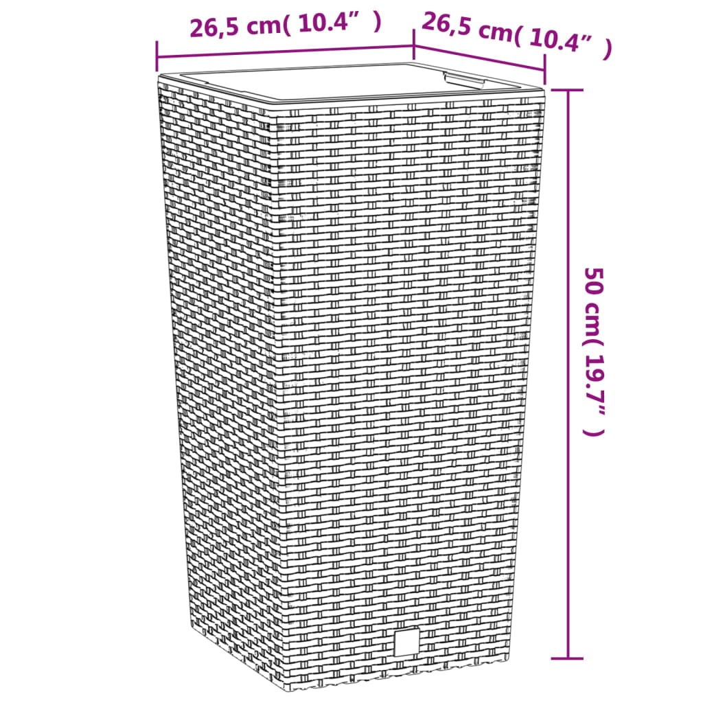 Fioriera con Interno Rimovibile Bianca 11 / 26,5 L in PP Rattan