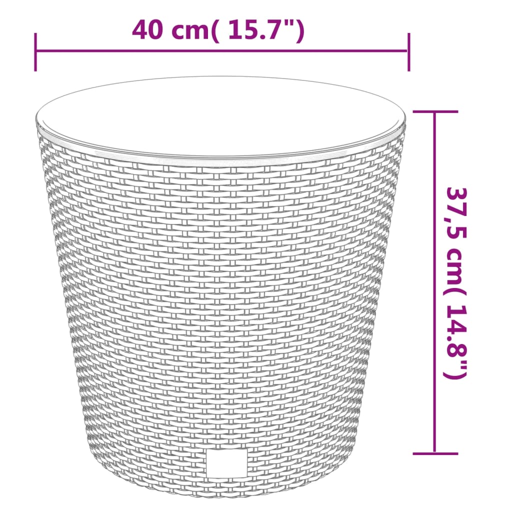 Fioriera con Interno Rimovibile Antracite 35 / 37,5 L PP Rattan