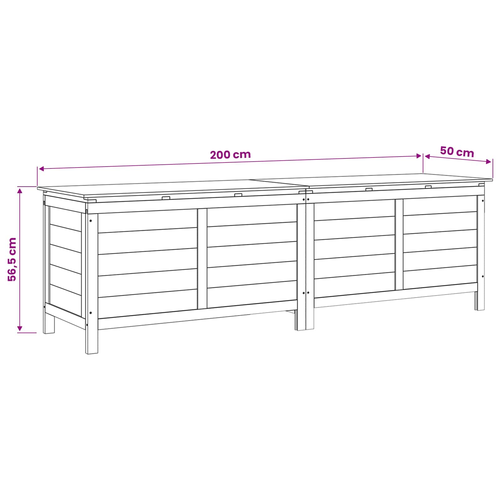 Contenitore da Giardino 198,5x50x56,5cm Legno Massello di Abete