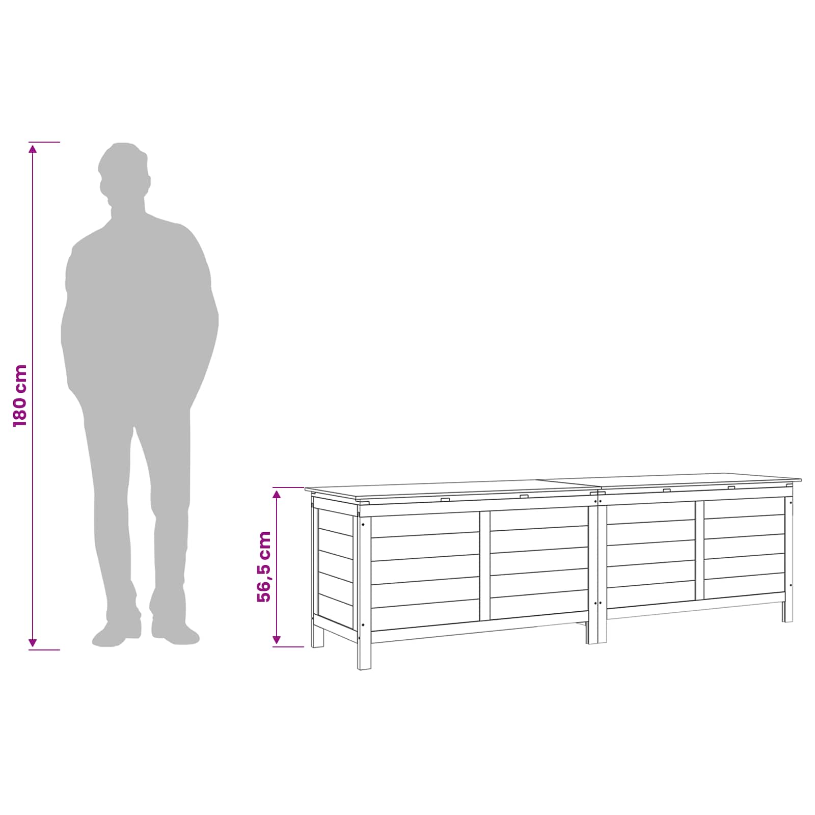 Contenitore da Giardino Marrone 198,5x50x56,5 cm Massello Abete
