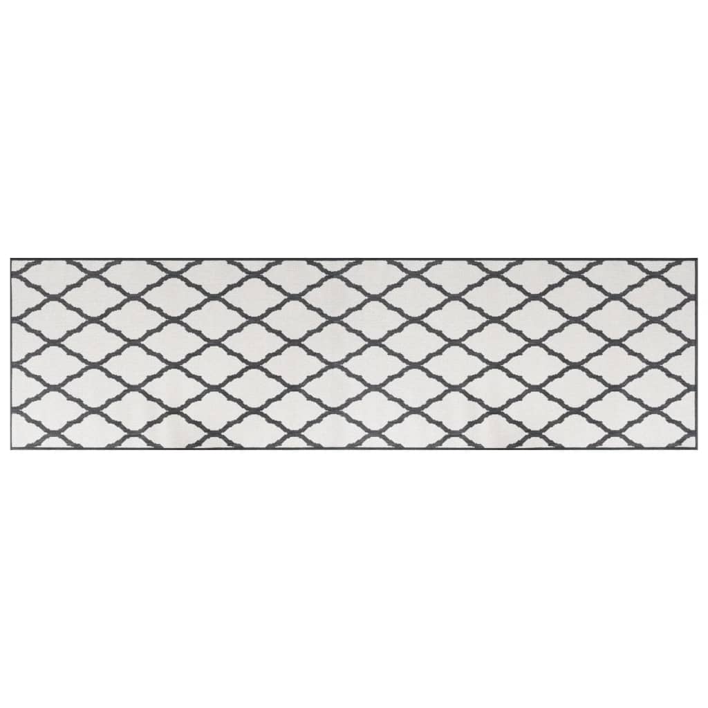 Tappeto da Esterno Grigio e Bianco 80x250 cm Design Reversibile