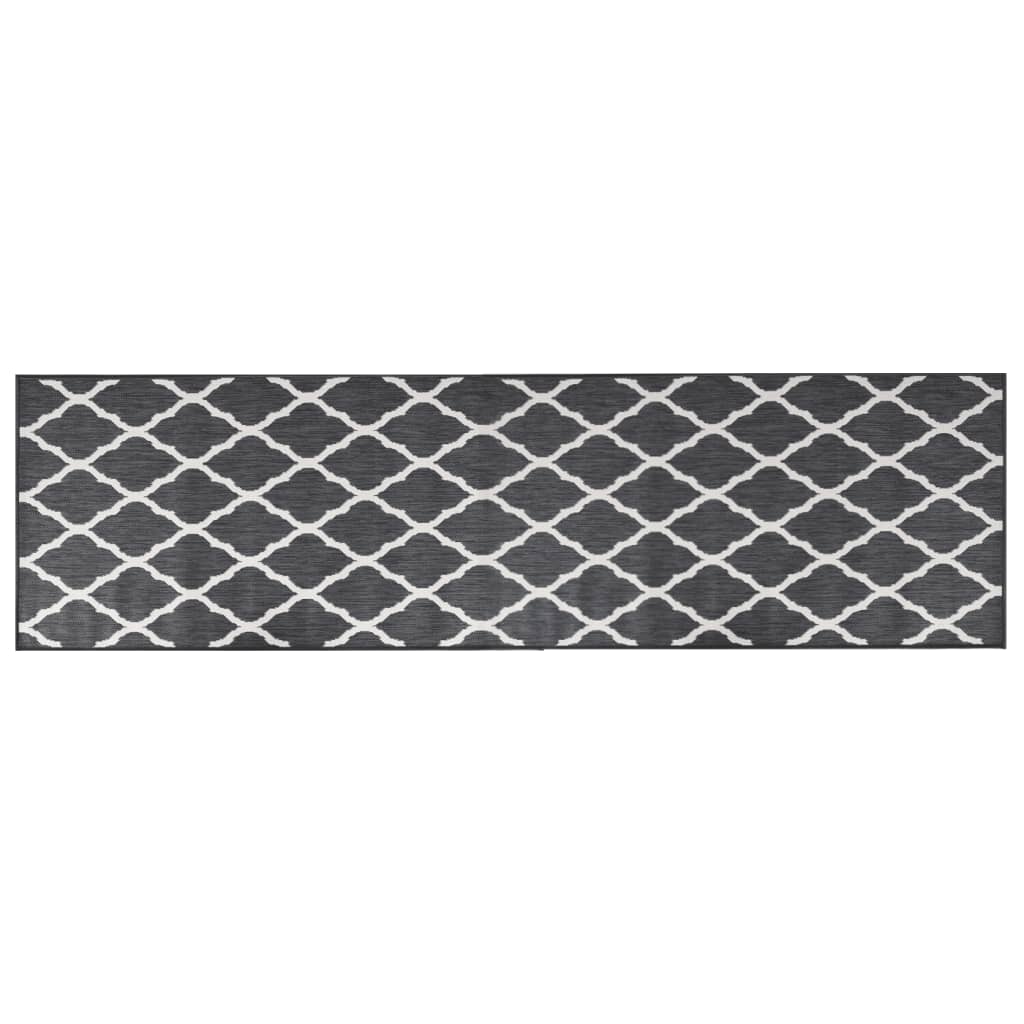 Tappeto da Esterno Grigio e Bianco 80x250 cm Design Reversibile