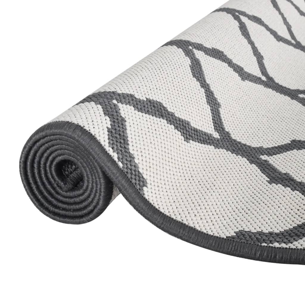 Tappeto da Esterno Grigio e Bianco 80x250 cm Design Reversibile
