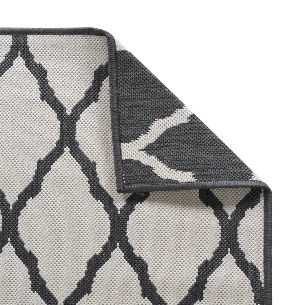 Tappeto da Esterno Grigio e Bianco 80x250 cm Design Reversibile