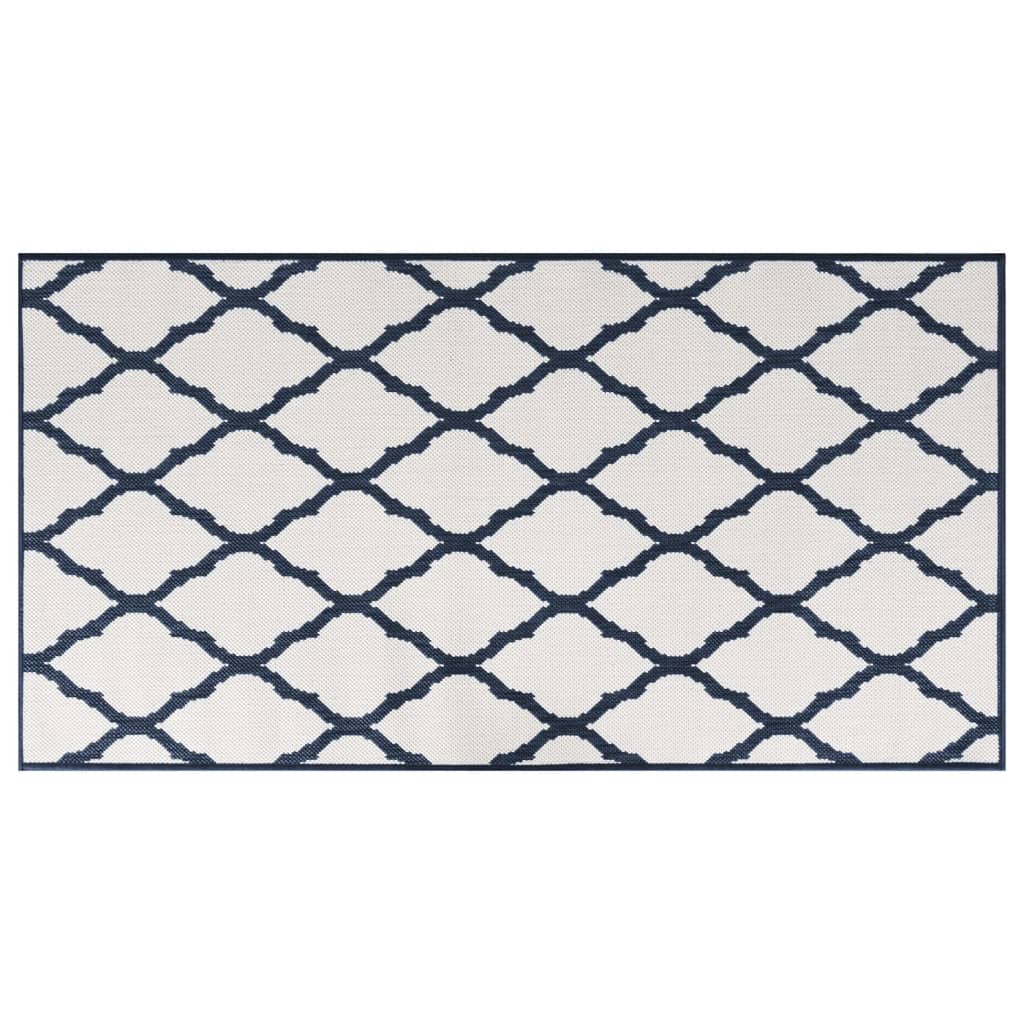 Tappeto da Esterno Navy e Bianco 80x150 cm Design Reversibile
