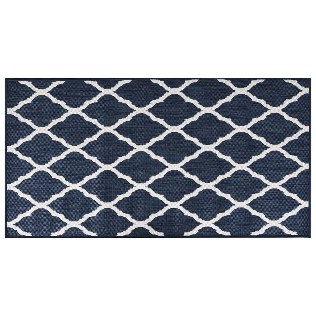 Tappeto da Esterno Navy e Bianco 80x150 cm Design Reversibile