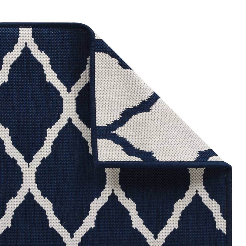Tappeto da Esterno Navy e Bianco 80x150 cm Design Reversibile